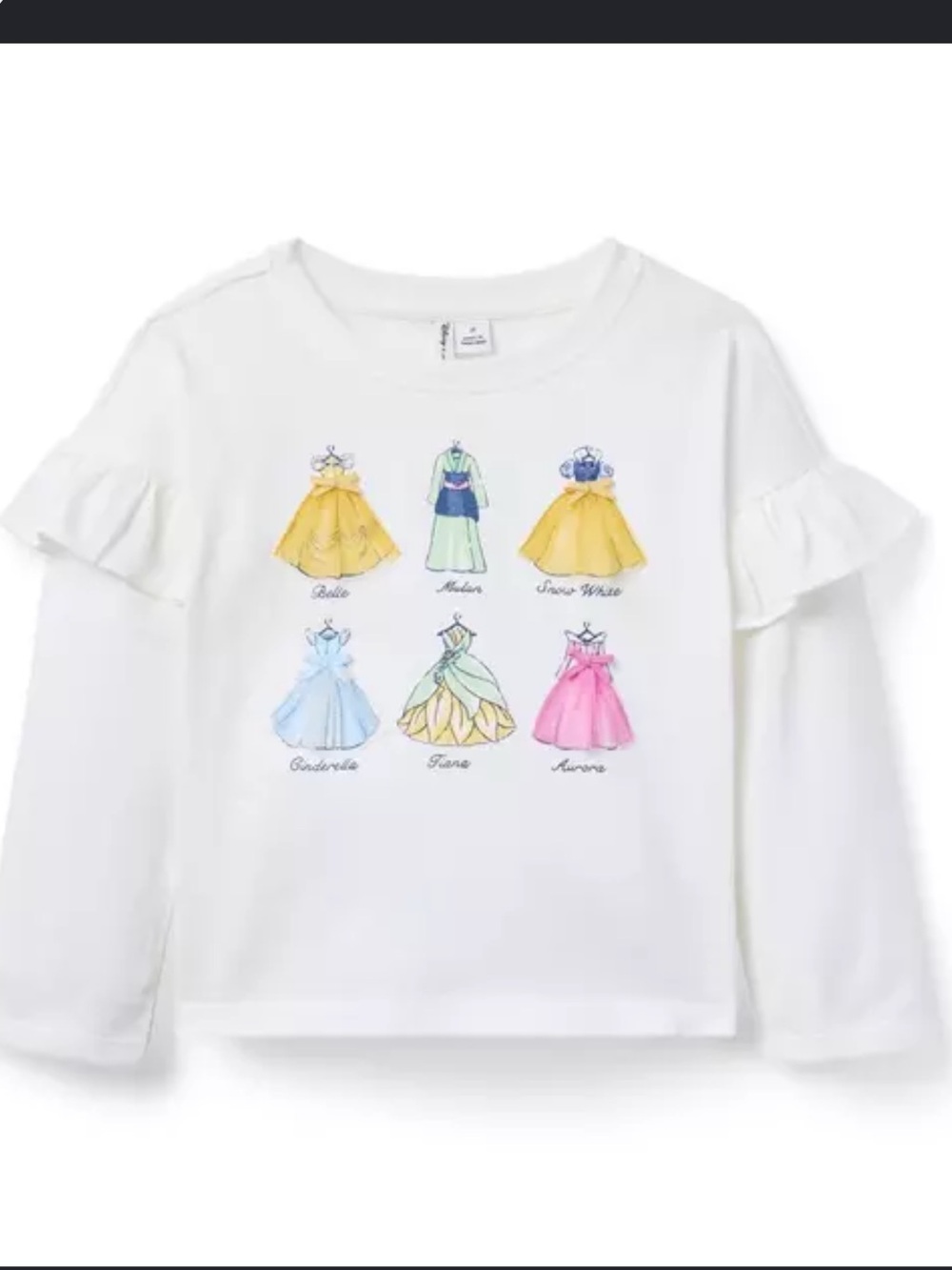 Janie and Jack White Long-Sleeve Tee with Princess Dress Prints size 8